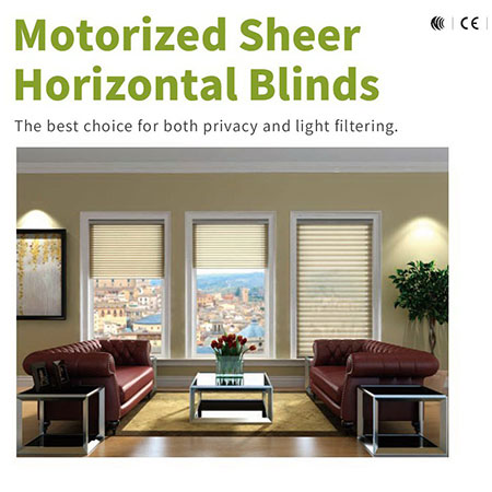 Motorized Sheer Horizontal Shades - 3-3